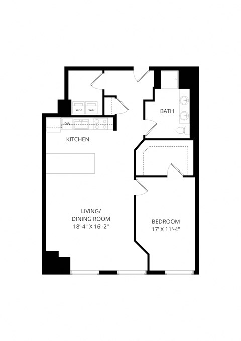 a floor plan of a home with a bedroom and a living room